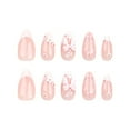 thumbnail image 1 of French Manicure Press On Nails With Sweet Flower Design, 1 of 9