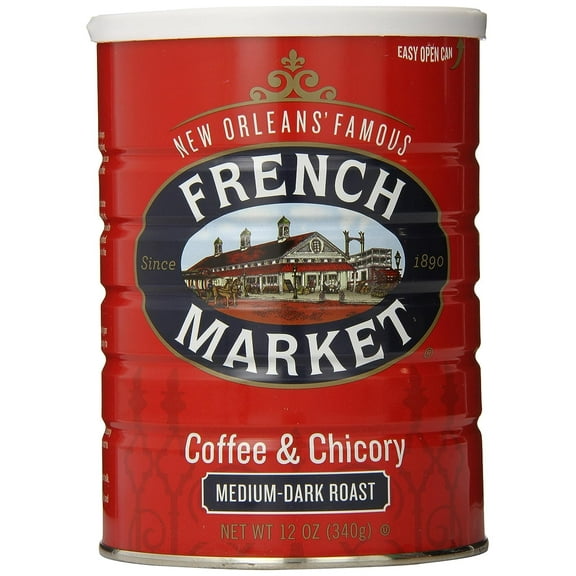 French Market Coffee & Chicory Medium-Dark Roast Ground Coffee, 12oz Can (Pack of 1)