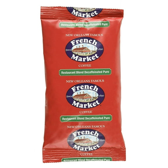 French Market Decaf Medium Roast Pure Blend Coffee, 2 Ounce - 40 per case.