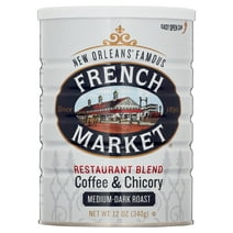 French Market Medium-Dark Roast Restaurant Blend Ground Coffee & Chicory, 12 oz Can