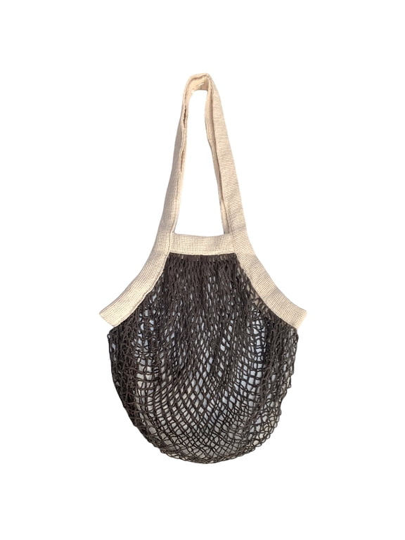 Eco-Friendly Reusable Net Grocery Bag, 100% Cotton French Market Design, Iron