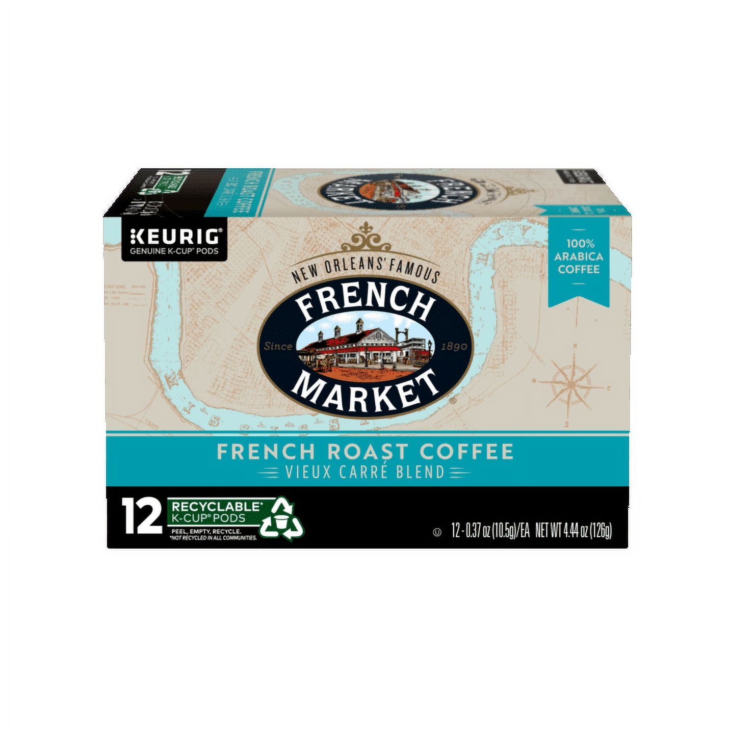 French Market Vieux Carre Blend French Roast Coffee Pods, 12 Count