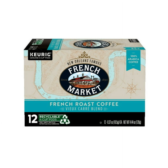 French Market Vieux Carre Blend French Roast Coffee Pods, 12 Count