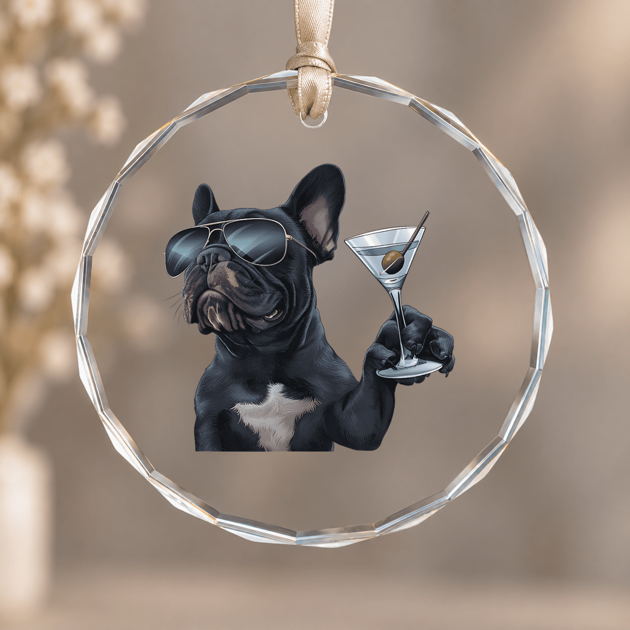 French Martini Ornament, Home Decor, Circle Glass Ornament - Walmart.com