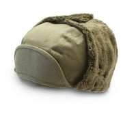 French Military Surplus Cold Weather Cap, Wool Lining, Olive Drab, Made in France, Size 7 1/8