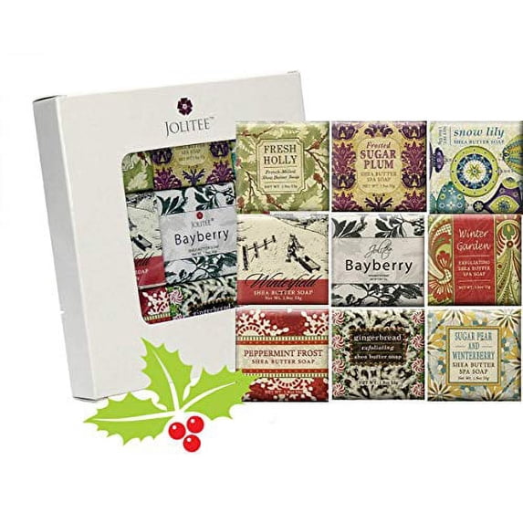 French Milled Botanical Soap Sampler Set in Nine Fabulous Scents, Individually Wrapped Vegetable Based Mini Soaps with Essential Oils, Shea Butter and Natural Extracts (Seasons Scents)