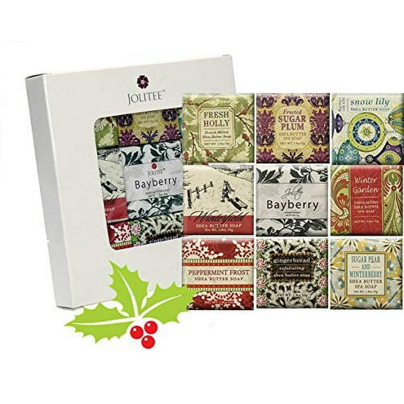 French Milled Botanical Soap Sampler Set in Nine Fabulous Scents, Individually Wrapped Vegetable Based Mini Soaps with Essential Oils, Shea Butter and Natural Extracts (Seasons Scents)