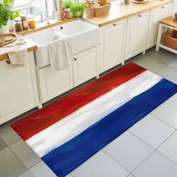 French National Day French Flag Rectangle Area Rug 2x6ft,Living Room Rug Non-Slip Washable Circle Rugs Pad,Blue White Red Stripes Soft Floor Carpet for Bedroom Dining Room