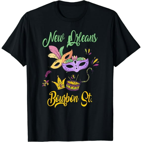 French New Orleans Mardi Gras Souvenir Bourbon Street T-Shirt