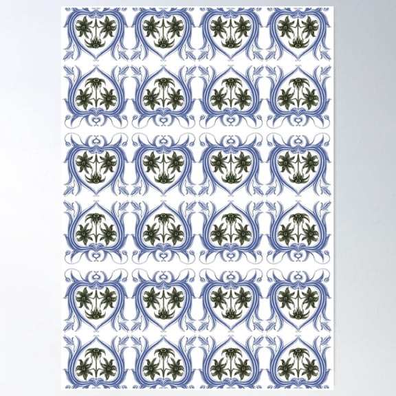 French Nouveau Tile No.1 Poster Wall Art, Modern Wall Decor For Living Room Bedroom, 16x24 UNFRAMED