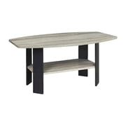 French Oak Grey Coffee Table with Black Metal Legs and Minimalist Design