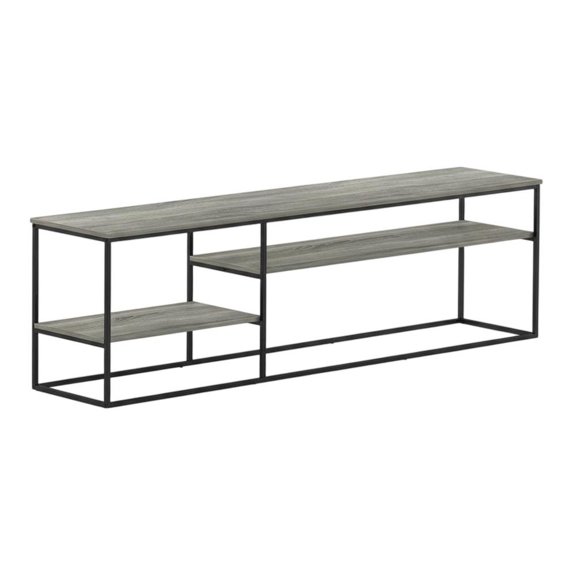 French Oak Grey Wood TV Stand for Up to 78-Inch Screens with Storage Space