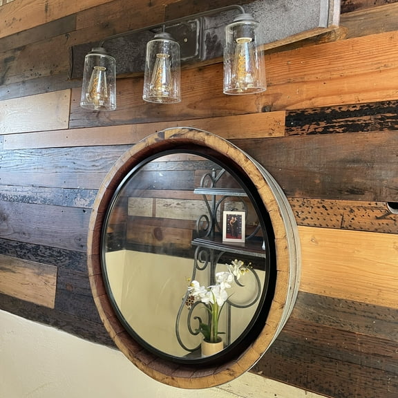 French Oak Wine Barrel Mirror