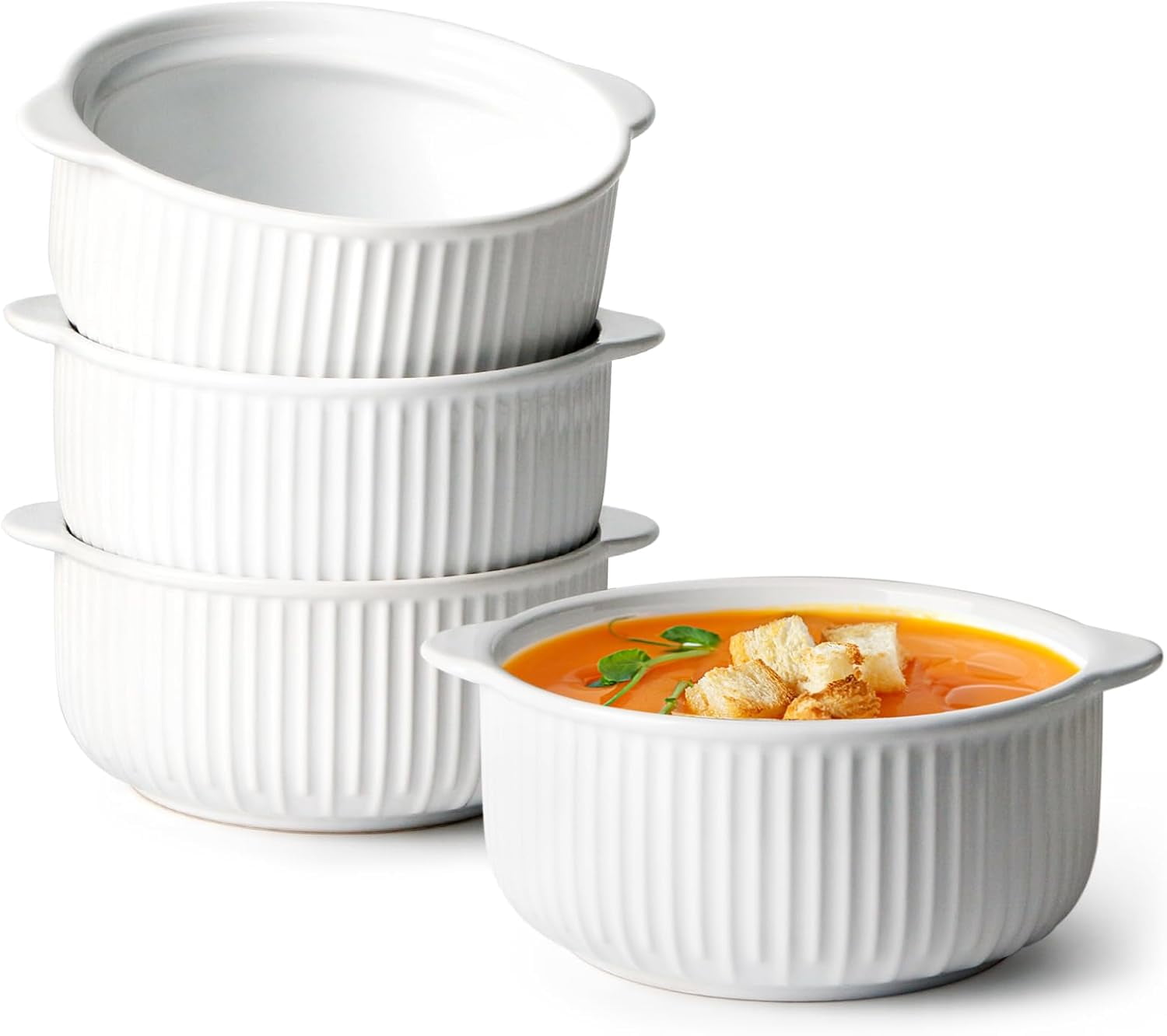 French Onion Soup Bowls Crocks Set of 4, 32 Oz Large Soup Bowls with