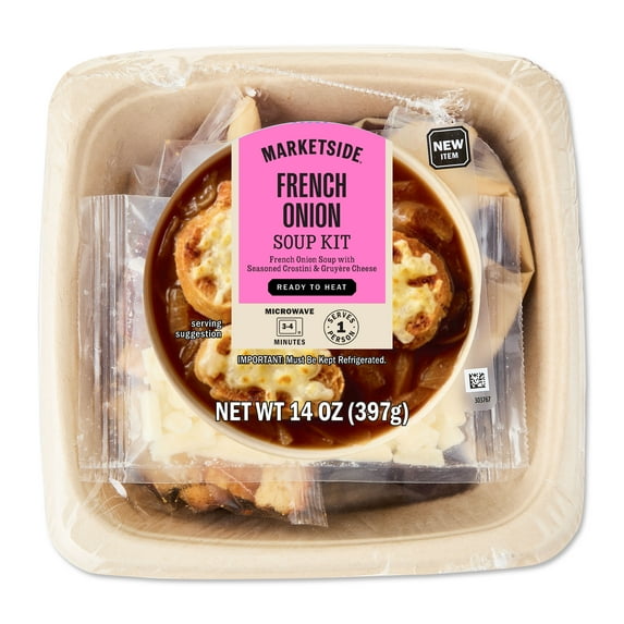 Marketside Ready to Heat French Onion Soup Kit Bowl, Fresh Deli Soup, 14 oz (Refrigerated)