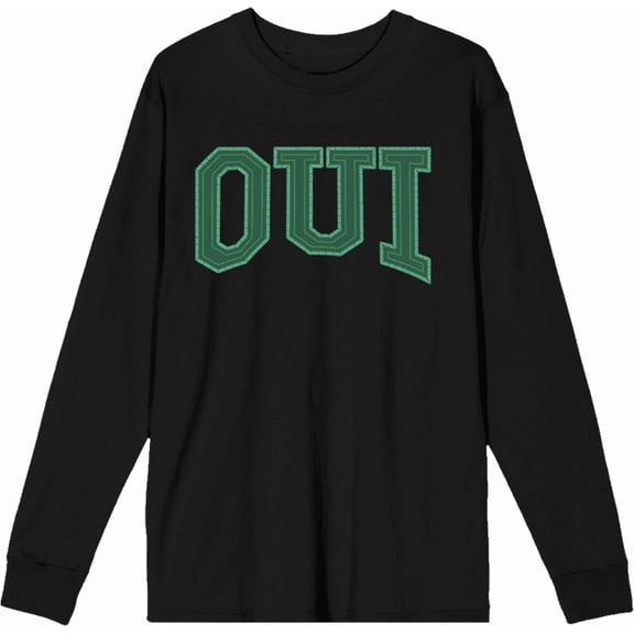 French Oui Adult Black Crew Neck Long Sleeve Tee-Medium