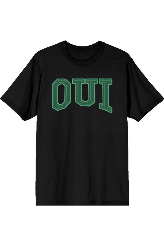 French Oui Adult Black Crew Neck Short Sleeve Tee-Large