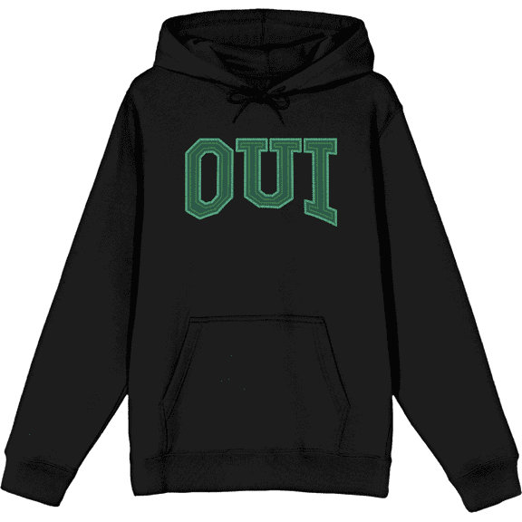 French Oui Adult Black Long Sleeve Hoodie-Medium