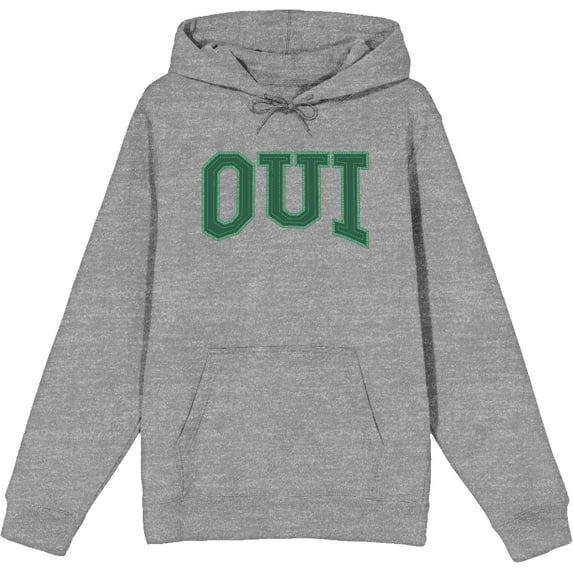 French Oui Adult Heather Gray Long Sleeve Hoodie-Large
