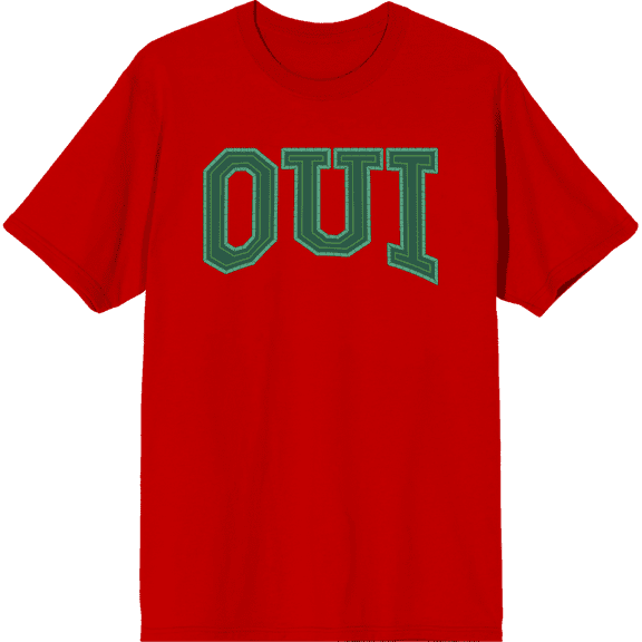 French Oui Adult Red Crew Neck Short Sleeve Tee-Large