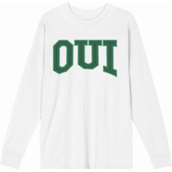 French Oui Adult White Crew Neck Long Sleeve Tee-3XL