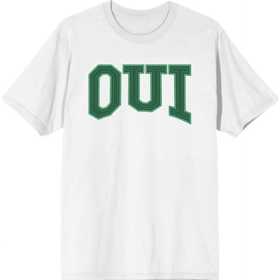 French Oui Adult White Crew Neck Short Sleeve Tee-Small