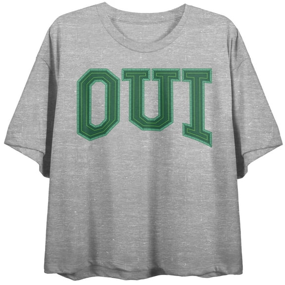 French Oui Women's Heather Gray Graphic Crop Tee-Small