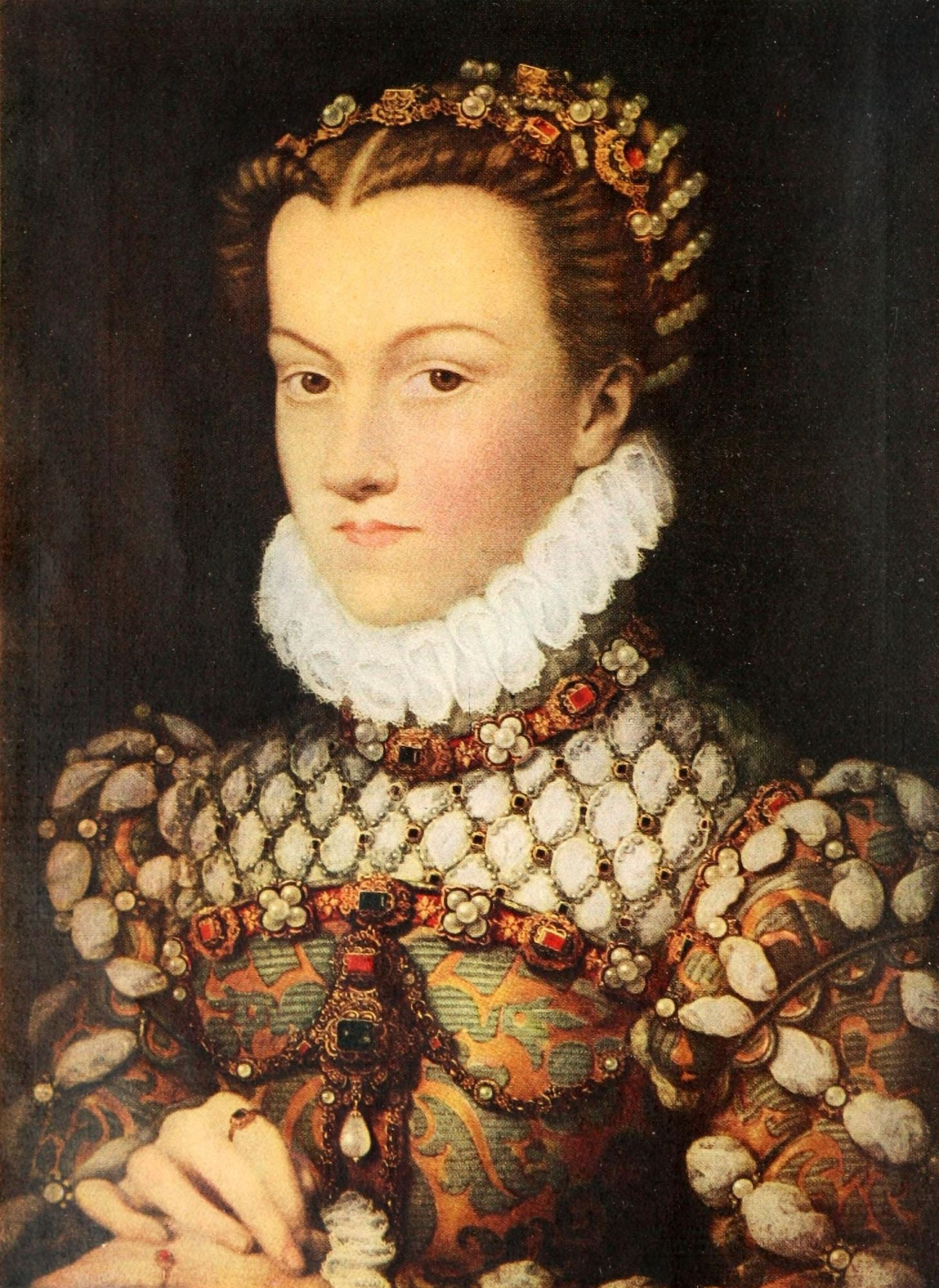 French Painting 1931 Elizabeth of Austria Queen of France Canvas Art - Jean Clouet (24 x 36)