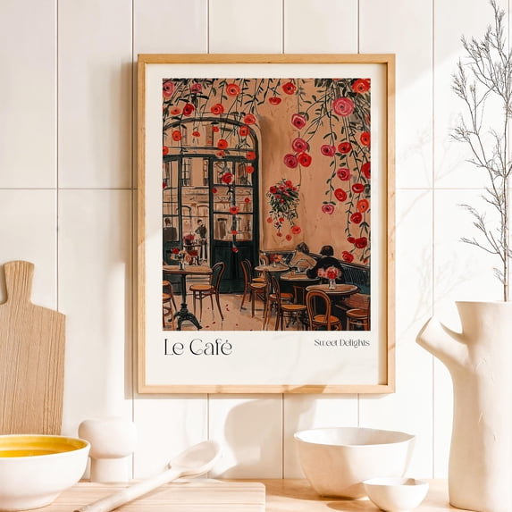 French Parisian Cafe Watercolor Art Cafe Illustration Romantic Vintage ...
