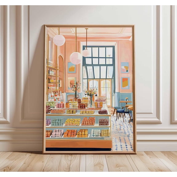 French Patisserie Colorful Macaron Paris Bakery Café Wall Art, Unframed Paper Poster 8x10in