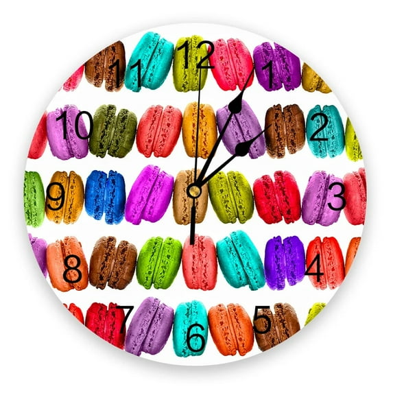 French Patisserie Macarons Wall Clock Large Modern Kitchen Dinning Round Wall Clocks Bedroom Silent Hanging Watch