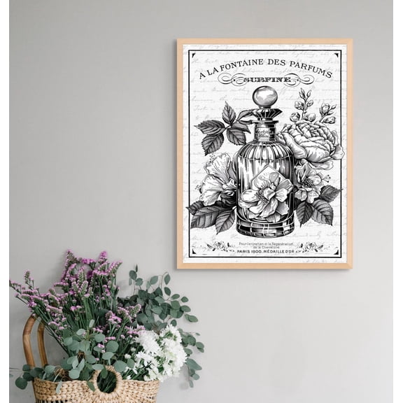 French Perfume Bottle Wall Art Vintage Paris Bathroom Wall Decor Home Decor, 8x12 UNFRAMED