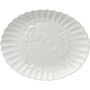 French Perle Carved Turkey Platter, White, 6.39