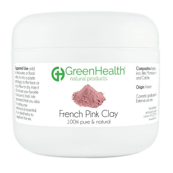 French Pink Clay Powder, 3 oz - 100% Pure & Natural by GreenHealth