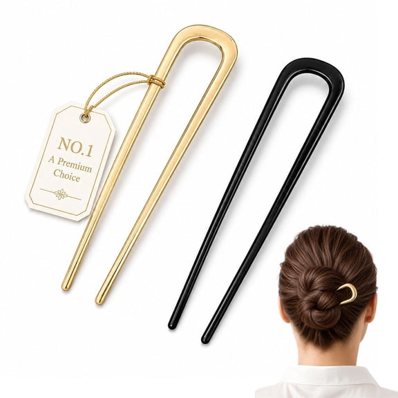 French Pins Hair, Large French Twist Bobby Pins for Fine and Thick Hair Elegant Decorative Bun Maker for Women Durable U Shaped Hairstyle Accessories Great Hold and Comfortable Fit