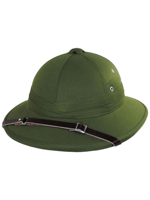 French Pith Helmet - Big Head Version - ADJUSTABLE - Olive Green