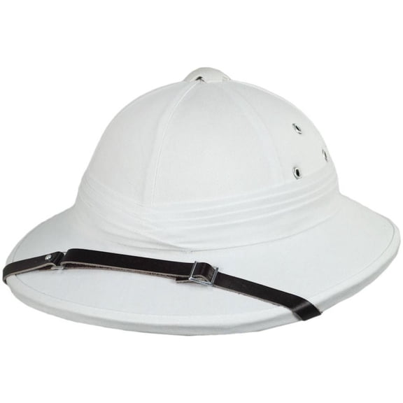 French Pith Helmet - Big Head Version - ADJUSTABLE - White