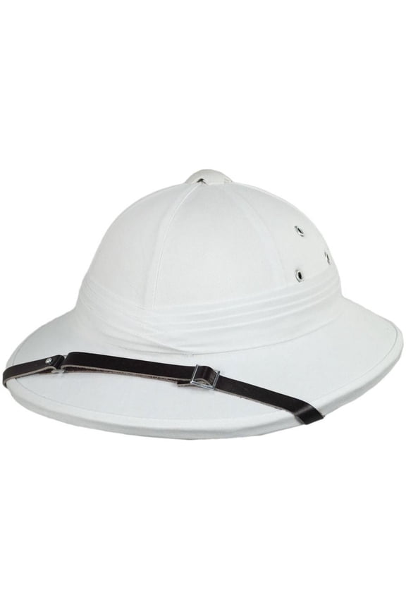 French Pith Helmet - Big Head Version - ADJUSTABLE - White