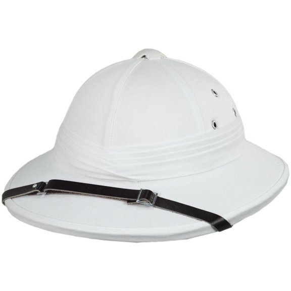 French Pith Helmet - Big Head Version - ADJUSTABLE - White