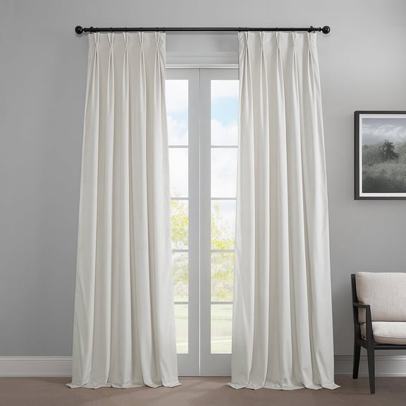 French Pleat Heritage Plush Velvet Room Darkening Curtains For Bedroom & Living Room Curtains (1 Panel) Single Panel Drapes