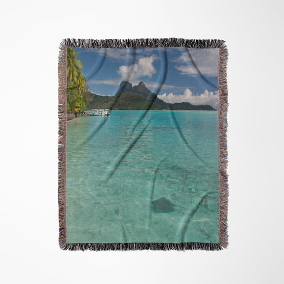 French Polynesia, Bora Bora. Haapiti, Shallow Lagoon With Stingray, Woven Blanket