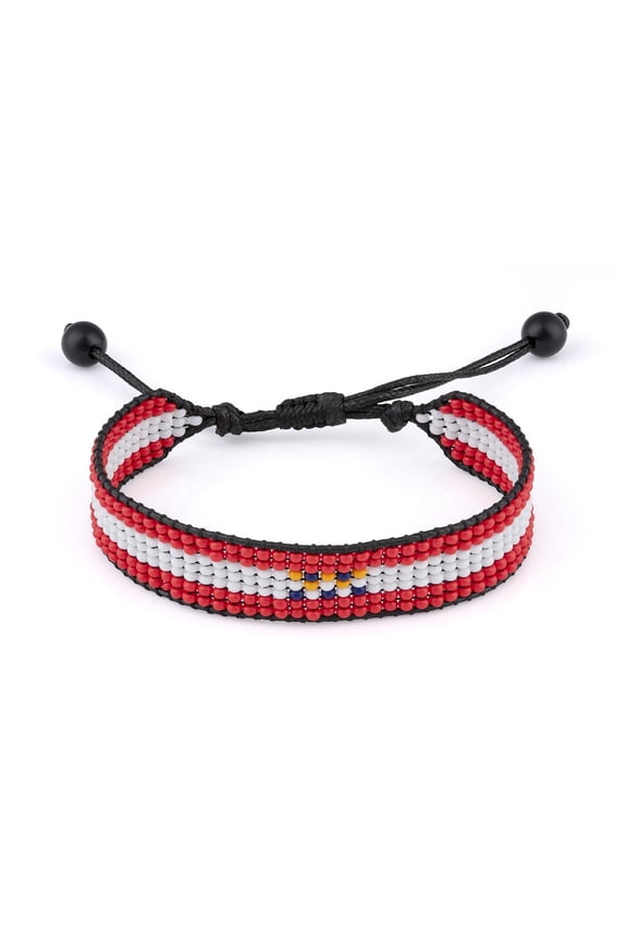 French Polynesia Flag Bracelet: Handmade, Adjustable Beaded String, Boho Jewelry, Unisex Patriotic Gift