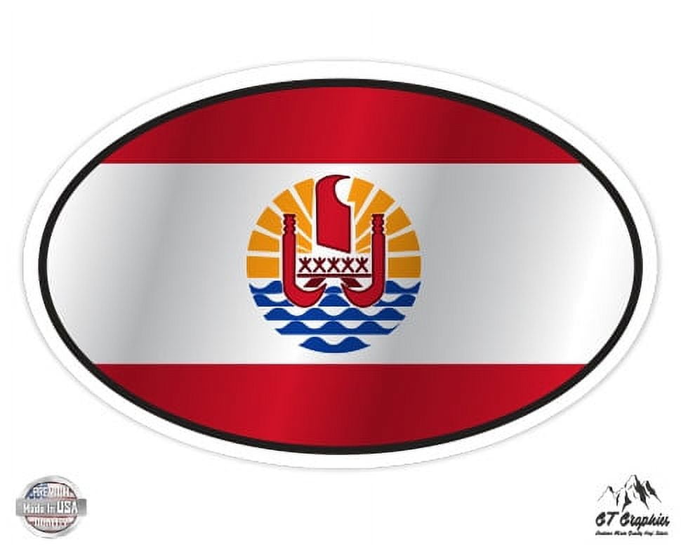 French Polynesia Flag Oval - 5
