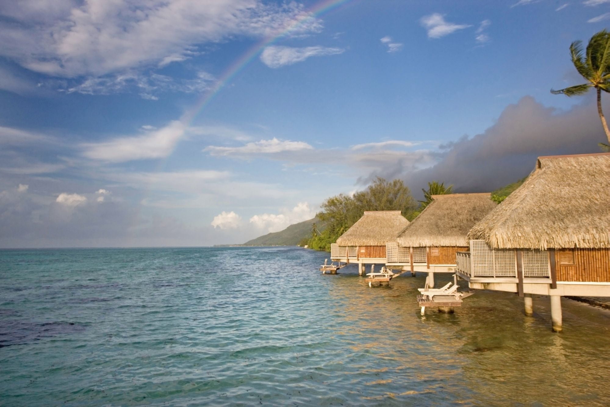 French Polynesia Pearl Resort Bungalows Over Beautiful Turquoise Ocean Canvas Art - M Swiet Productions Design Pics (38 x 24)