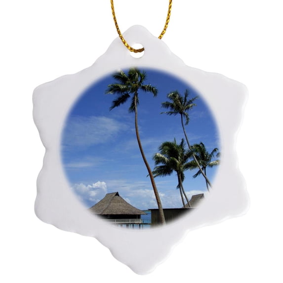 3drose, French Polynesia, Society Islands, Bora Bora - Oc13 Cmi0251 - Cindy Miller Hopkins, 3 inch Snowflake Porcelain Ornament