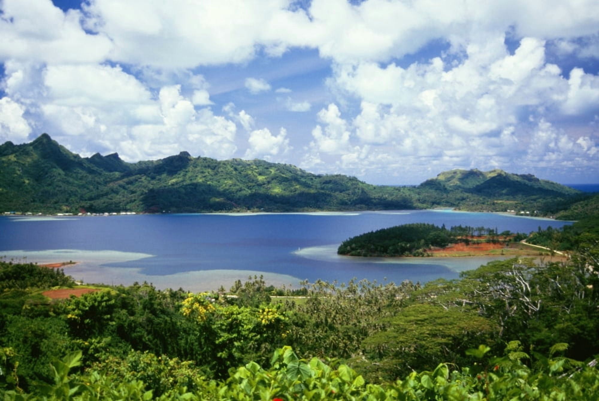 French Polynesia Tahiti Huahine Overlooking Beautiful Lagoon Scenic Greenery Canvas Art - Rita Ariyoshi Design Pics (19 x 12)