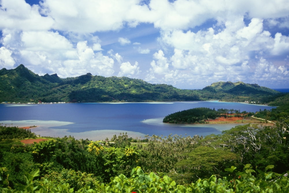 French Polynesia Tahiti Huahine Overlooking Beautiful Lagoon Scenic Greenery Canvas Art - Rita Ariyoshi Design Pics (38 x 24)