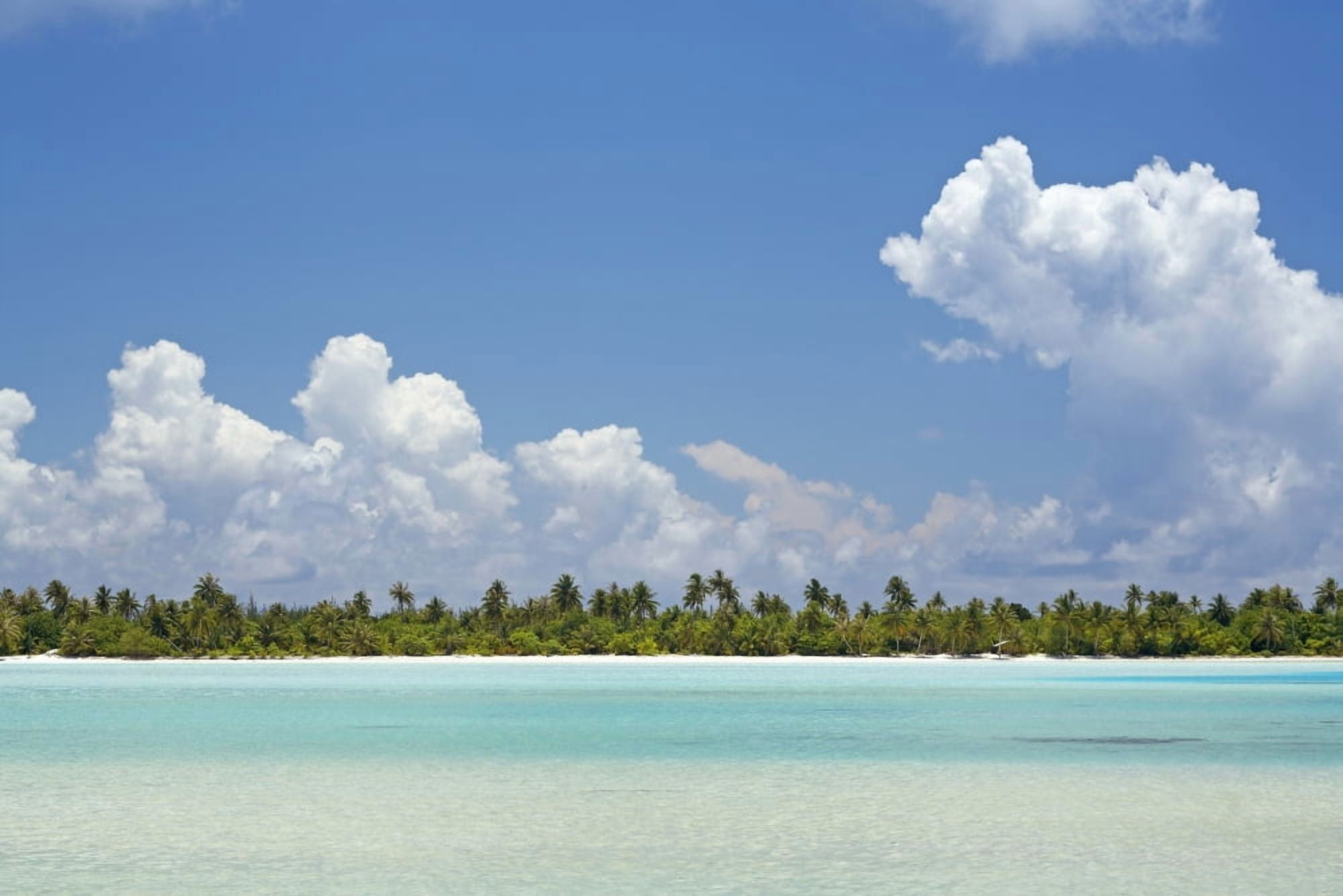 French Polynesia Tahiti Island With Bright Blue Sky Maupiti Lagoon Canvas Art - Kyle Rothenborg Design Pics (17 x 11)