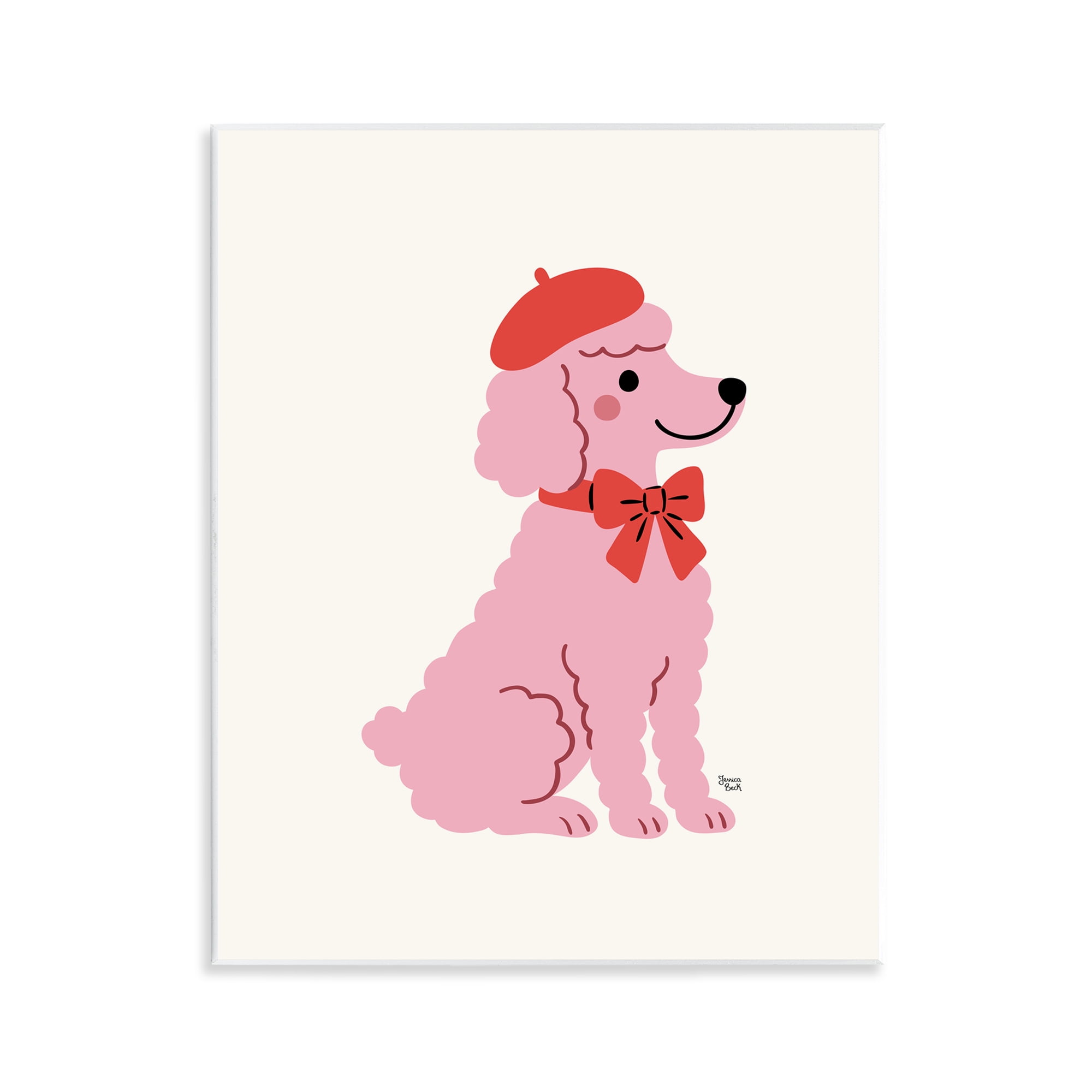 French Poodle in Beret Wall Plaque Art, design by Jessica Beck