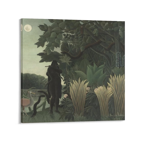 French Post-impressionist Painter Henri Rousseau Snake Charmer Poster Posters Wall Art Painting Canvas Gift Living Room Prints Bedroom Decor Poster Artworks 16x16inch(40x40cm)